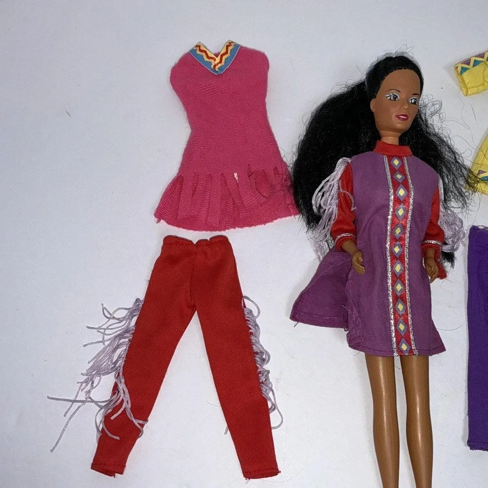 Vintage Barbie Native American Fashion Doll Lot Fringe‎ Outfits Mattel TLC OOAK